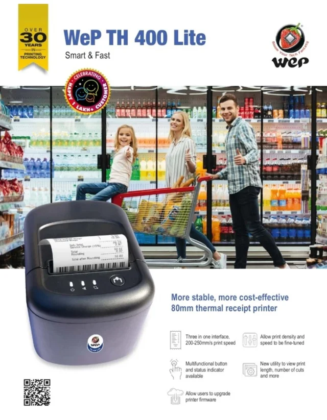 Wepsol WEP TH 400 Lite Thermal Receipt Printer - Black