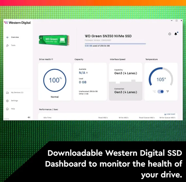 Western Digital SSD WD SN350 500gb Green Pcie Gen3 Nvme