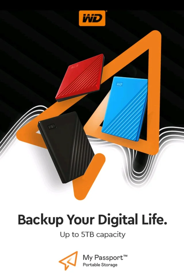 Western Digital Hard Disk WD 2TB External Passport - Black