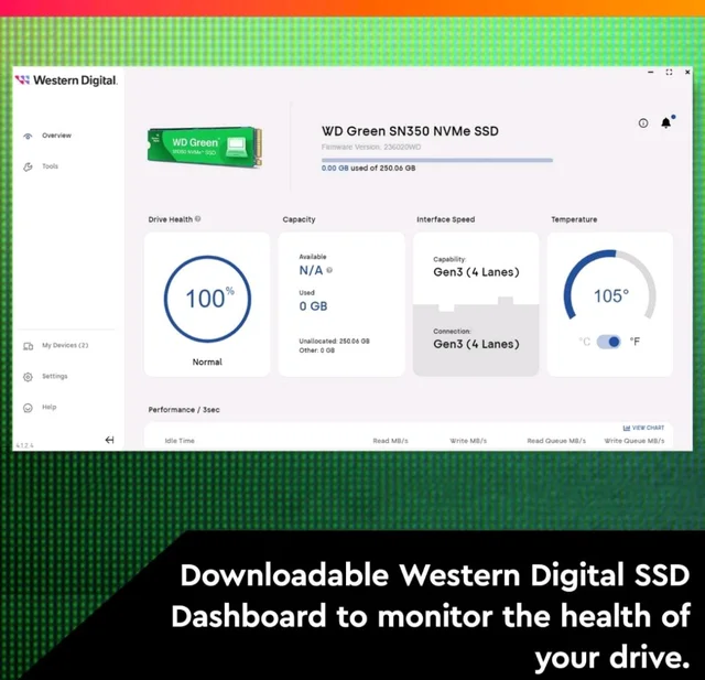 Western Digital SSD WD SN350 250gb Green Pcie Gen3 Nvme