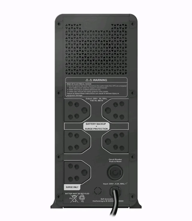 APC UPS APC Back-UPS BX1100C-IN 1100VA / 660W, 230V