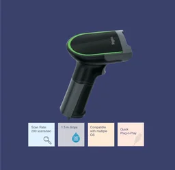 Fingers FINGERS 2D-QuickScan W9 USB Wired Barcode Scanner - Black