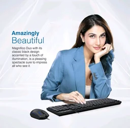 Fingers FINGERS Magnifico Duo Wired Backlit Deskset Combo Keyboard & Mouse - Black