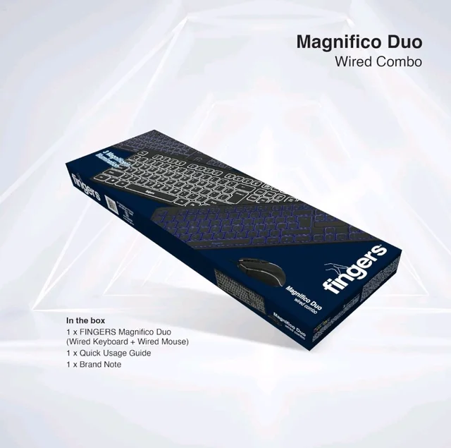 Fingers FINGERS Magnifico Duo Wired Backlit Deskset Combo Keyboard & Mouse - Black