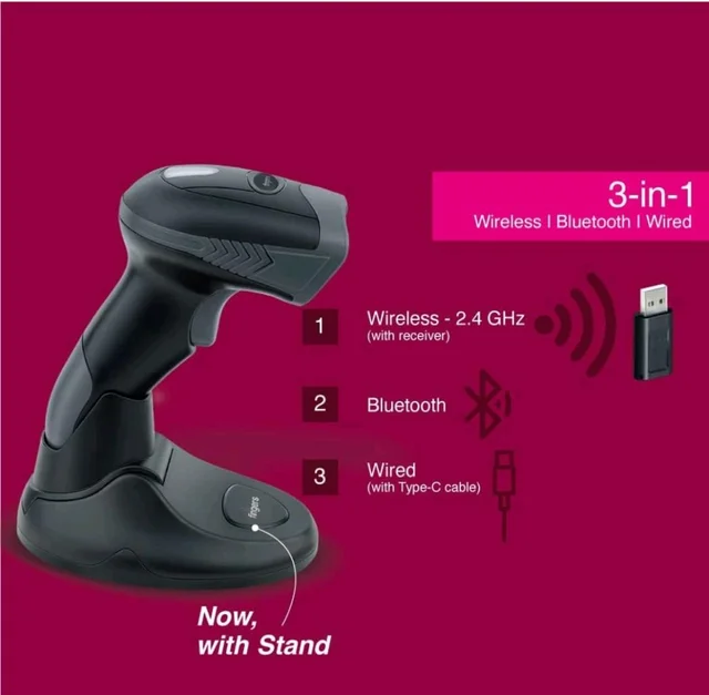 Fingers FINGERS 2D-QuickScan WL5 Wireless Barcode Scanner - Black