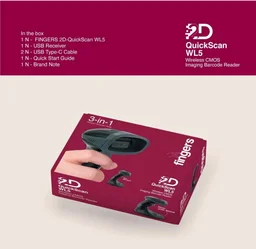 Fingers FINGERS 2D-QuickScan WL5 Wireless Barcode Scanner - Black