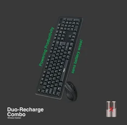 Fingers FINGERS Duo-Recharge Wireless Deskset Mouse + Keyboard Combo - Black