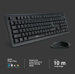 Fingers FINGERS Duo-Recharge Wireless Deskset Mouse + Keyboard Combo - Black