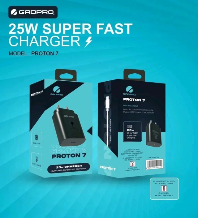 GADPRO Gadpro PROTON 7 25W Type-C to C Charger - Black