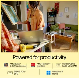 HP Laptop 15 AMD Ryzen™ 5 7520U, 15.6" FHD, 8GB LPDDR5, 512GB SSD, Dual Speakers,MSO,Windows 11 - Silver