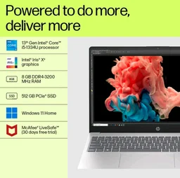 HP 15 13th Gen Intel Core i5-1334U, 8GB DDR4, 512GB SSD (Win 11, Office 21, Anti-Glare, 15.6-inch), FHD Laptop, Intel UHD Graphics - Silver