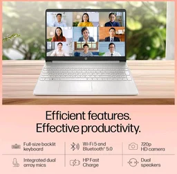 HP 15s, 12th Gen Intel Core i5-1235U, 8GB DDR4, 512GB SSD, (Win 11, Office 21, 15.6" FHD Laptop, Intel UHD Graphics - Silver