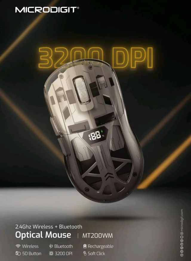 Microdigit MT200WM 2.4Ghz Wireless + Bluetooth 5D Mouse 