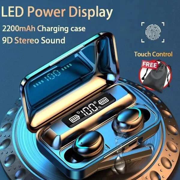 CADNUT F9 tws wireless headphones bluetooth 5.0earphones LED Display With Power Bank BluetoothHeadset (Black, True Wireless)