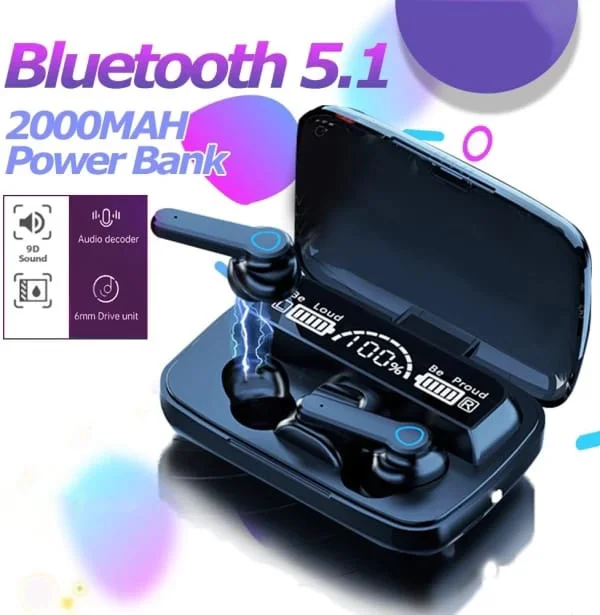 GLARIXA M19 Earbuds TWS Earphone TouchControl Wireless Bluetooth 5.1 Headphone With LedBluetooth Headset (Black, True Wireless)