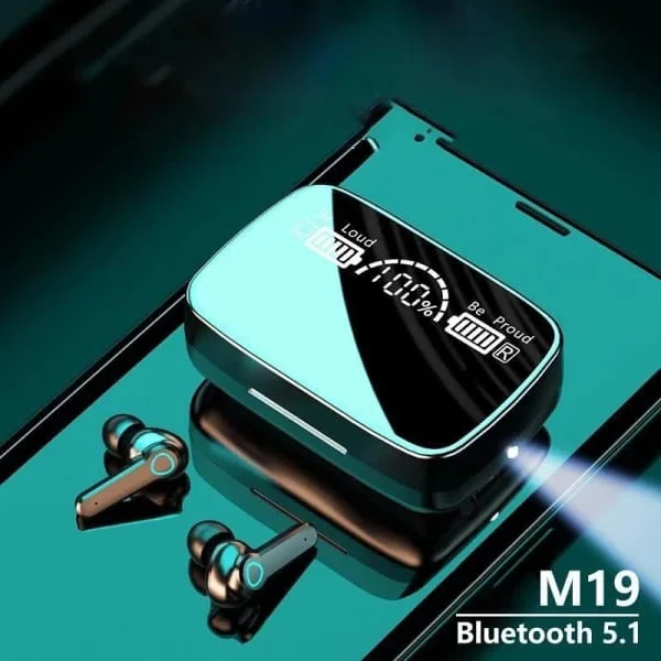blue seed M19 Bluetooth 5.1 Wireless EarbudsTouch Waterproof IP7X LED Digital Display BluetoothHeadset (Black, True Wireless)