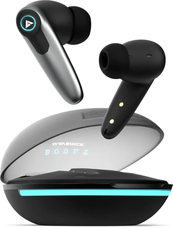 Boult Audio Maverick with Quad Mic ENC, 45msLow Latency Gaming Mode, 35H Playtime BluetoothHeadset (Black, True Wireless)
