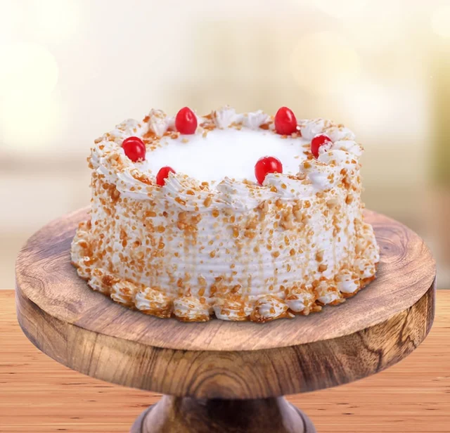 Butterscotch Cake With Cherry On Top - Half Kg, Eggless