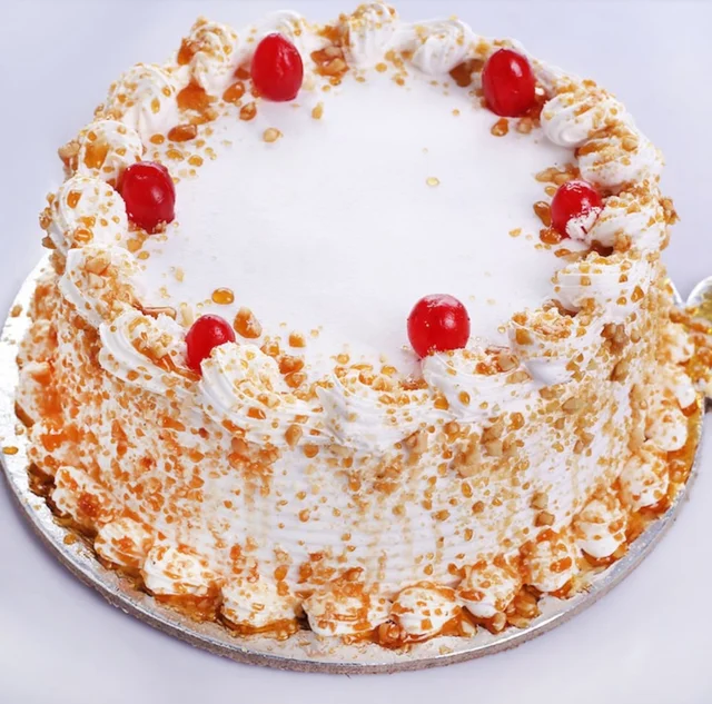 Butterscotch Cake With Cherry On Top - Half Kg, Eggless