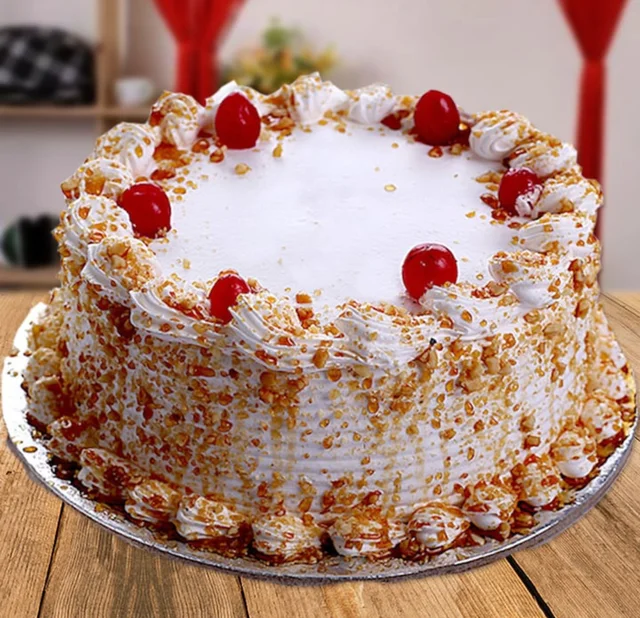 Butterscotch Cake With Cherry On Top - Half Kg, Eggless