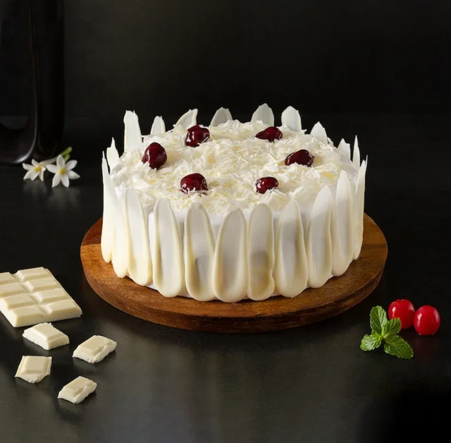 Delicious White Forest Cake - Half Kg, Eggless