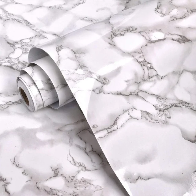 White Marble Adhesive Wall Sticker (60×200cms)