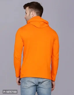 Reliable Golden Cotton Blend Printed Hooded Tees For Men 10757169 - Web Orange, XL