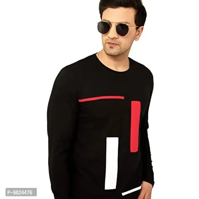 AUSK Men's Full Sleeves Casual T-Shirts(Black-X-Large) 9824476 - XL