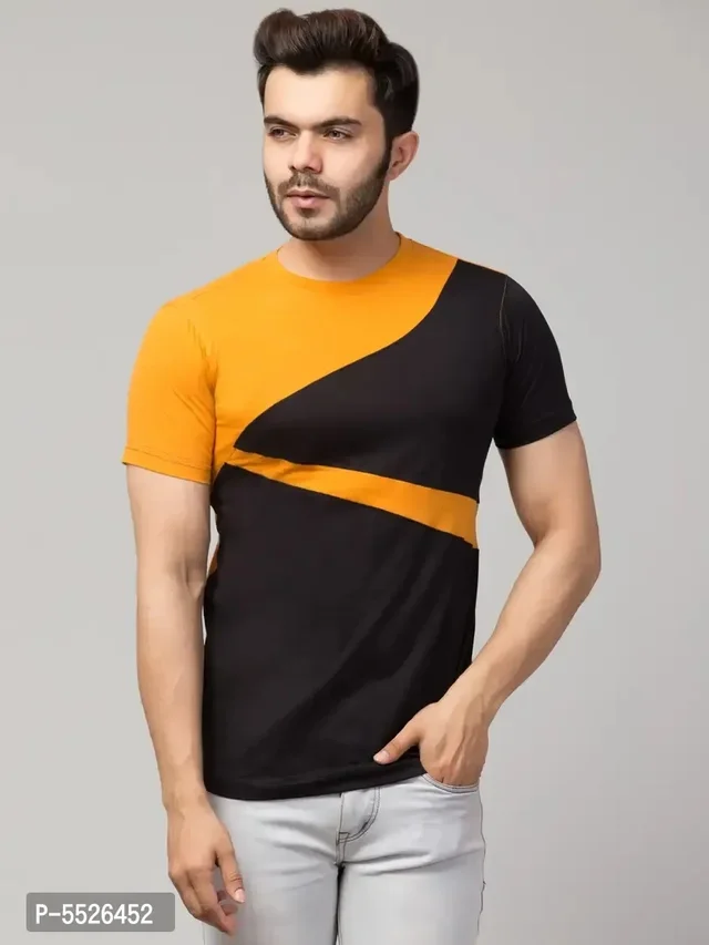 Men's Multicoloured Cotton Colourblocked T-Shirt 5526453 - XL