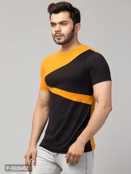 Men's Multicoloured Cotton Colourblocked T-Shirt 5526453 - XL