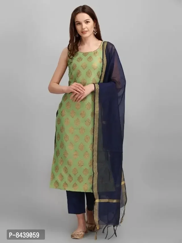 Classic Cotton Silk Kurta, Bottom and Dupatta Set for Women 8439059 - L