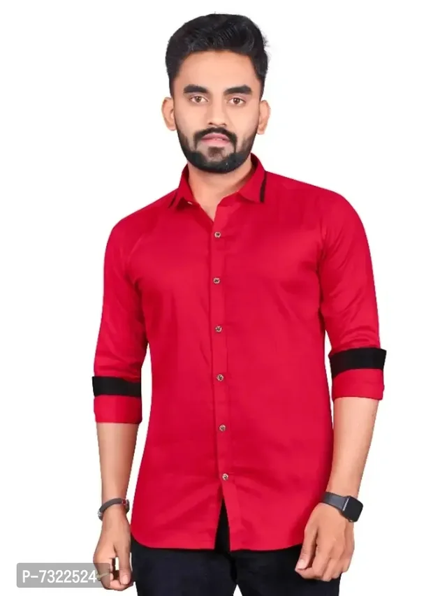 Mens Cotton Solid Long Sleeve Casual Shirt 7322524 - L