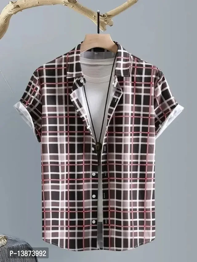 Stylish Lycra Short Sleeve Shirt For Men 13873992 - S