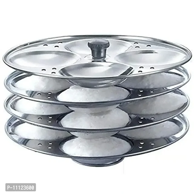 IDLI Making Stand 4 Stainless Steel Plate idli Stand Pack of 4 Idli Plates 16 Cavities 11123600