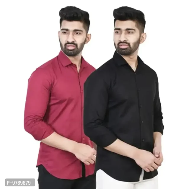 Silver Buck पुरुषों के लिए कॉटन ब्लेंड रेगुलर फिट फॉर्मल शर्ट (कॉम-शर्ट-प्लेन-मैरोन और काला-L) 9769679 - XL