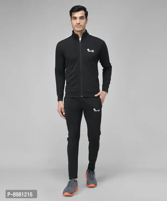 Stylish Fancy Cotton Blend Solid Regular Fit Tracksuit For Men 8981216 - XL