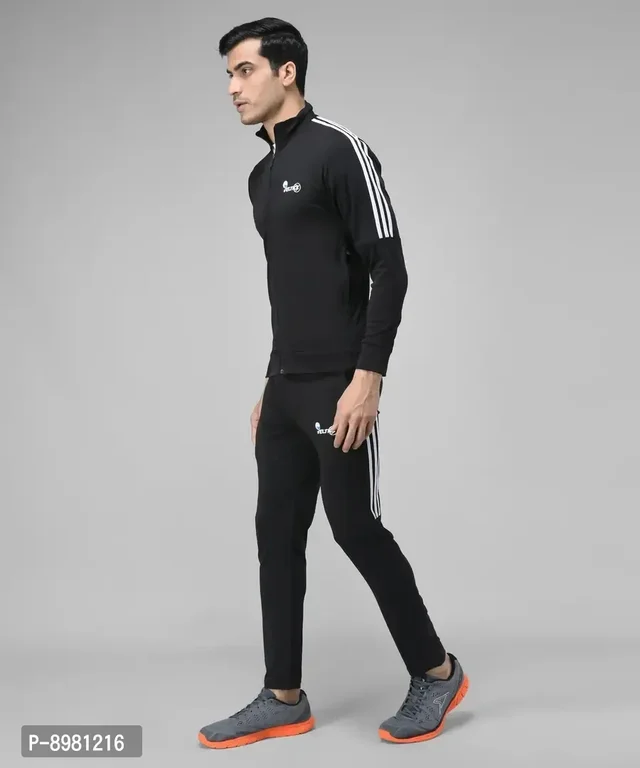 Stylish Fancy Cotton Blend Solid Regular Fit Tracksuit For Men 8981216 - XL