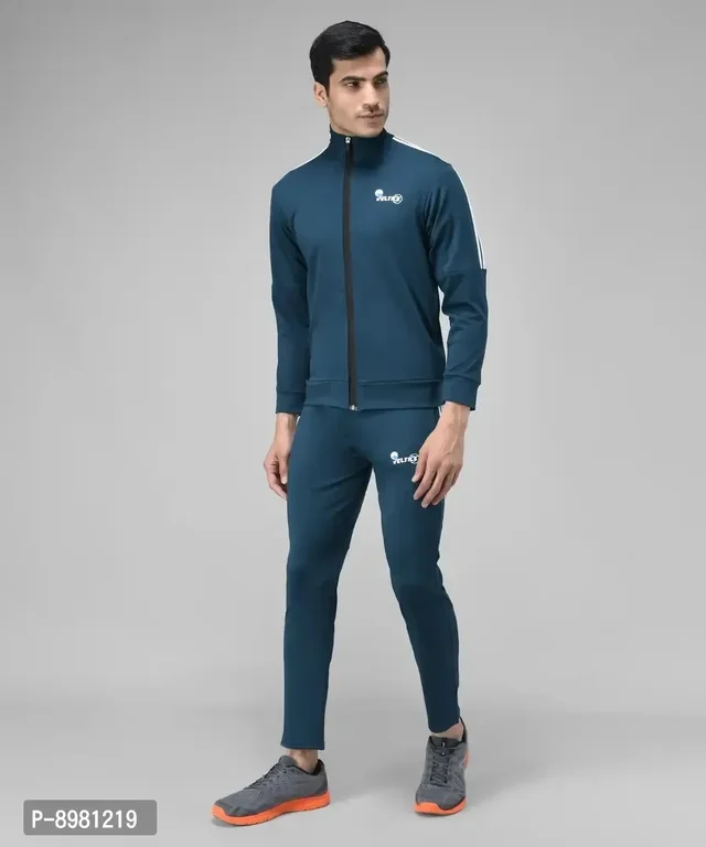 Stylish Fancy Cotton Blend Solid Regular Fit Tracksuit For Men 8981219 - XL