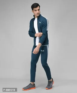 Stylish Fancy Cotton Blend Solid Regular Fit Tracksuit For Men 8981219 - XL
