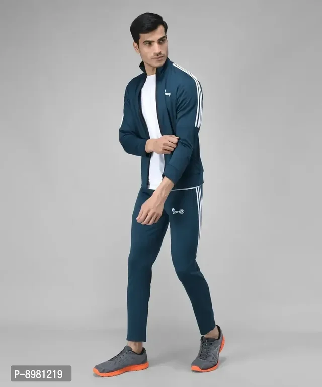 Stylish Fancy Cotton Blend Solid Regular Fit Tracksuit For Men 8981219 - XL