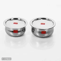 2 Pcs Stainless Steel Induction Gas Stove Friendly Belly Shape Container Set / Tope / Cookware Set With Lids Size No.10 No.11 13798432
