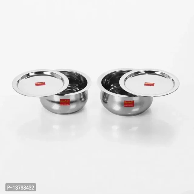 2 Pcs Stainless Steel Induction Gas Stove Friendly Belly Shape Container Set / Tope / Cookware Set With Lids Size No.10 No.11 13798432