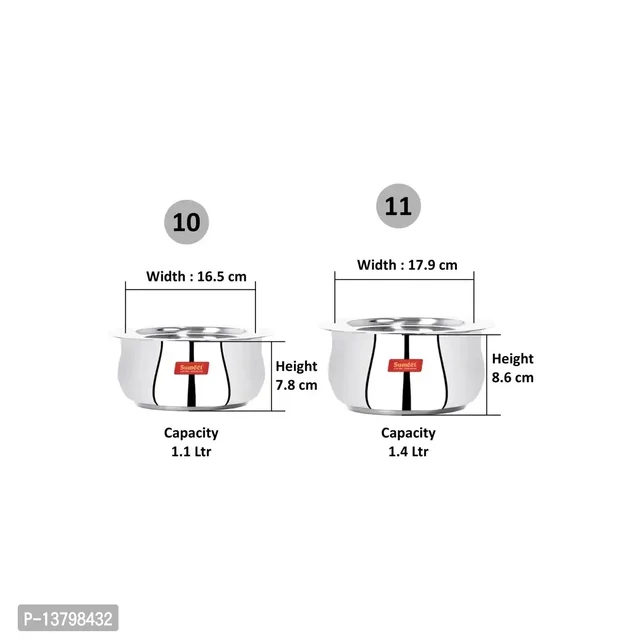 2 Pcs Stainless Steel Induction Gas Stove Friendly Belly Shape Container Set / Tope / Cookware Set With Lids Size No.10 No.11 13798432