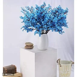 SATYAM KRAFT 5 sticks Set Artificial Flowers Fake Babys Breath Bouquet Stick Faux Gypsophila Flowers Real Touch Flower Without vase pot for Home Office Corner Restaurant Centerpieces Decoration - (Blue, 5 Pieces) 9022374