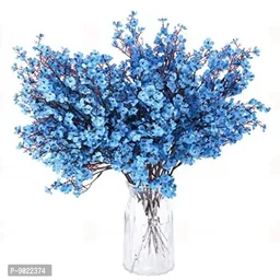 SATYAM KRAFT 5 sticks Set Artificial Flowers Fake Babys Breath Bouquet Stick Faux Gypsophila Flowers Real Touch Flower Without vase pot for Home Office Corner Restaurant Centerpieces Decoration - (Blue, 5 Pieces) 9022374