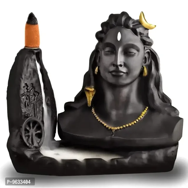 Big Black Adiyogi Smoke Fountain in Incense Sticks Statue with 10 Free Smoke Backflow Scented C 9633404