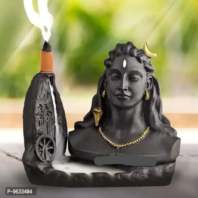 Big Black Adiyogi Smoke Fountain in Incense Sticks Statue with 10 Free Smoke Backflow Scented C 9633404