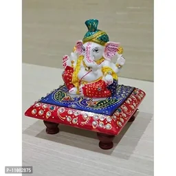 GiftNagri Handicraft Marble Chowki Pagdi Ganesh Export Quality Home Decor Showpiece for Gift an Pooja Purpose 11082875