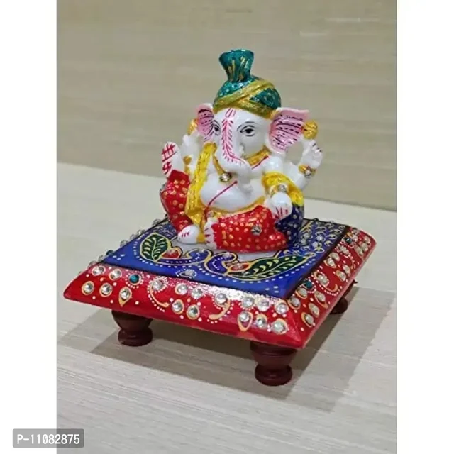 GiftNagri Handicraft Marble Chowki Pagdi Ganesh Export Quality Home Decor Showpiece for Gift an Pooja Purpose 11082875