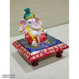 GiftNagri Handicraft Marble Chowki Pagdi Ganesh Export Quality Home Decor Showpiece for Gift an Pooja Purpose 11082875